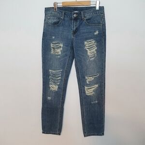 Dex- Distressed Boyfriend Denim Washed Blue Jeans Size 26